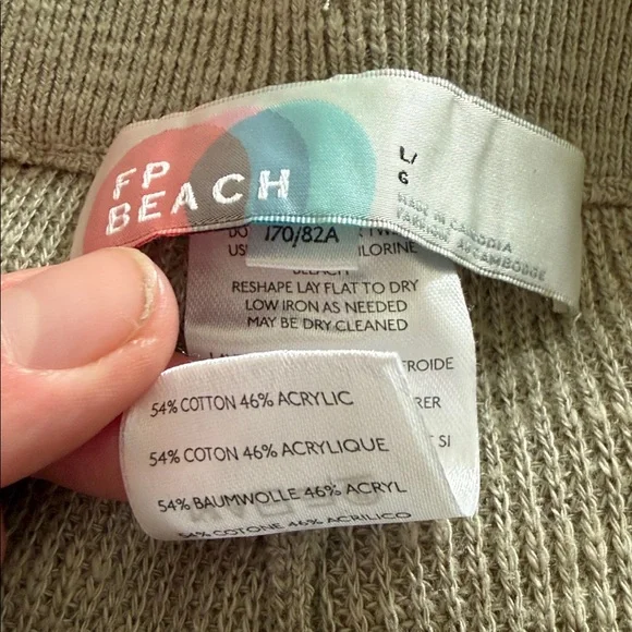 Free people beach khaki green flowy pants large - Picture 4 of 4